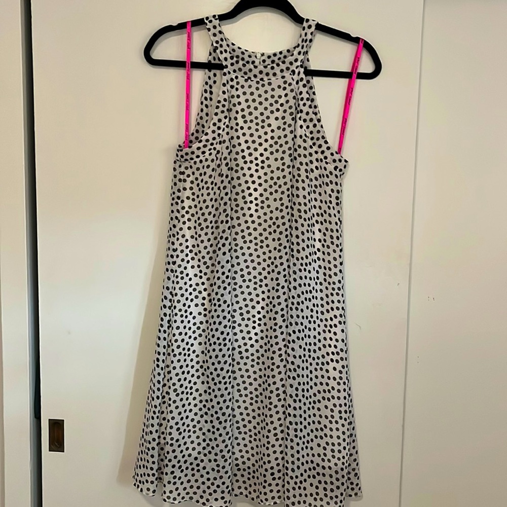 Betsy Johnson polka dot halter dress white and black